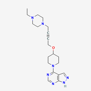 molecular formula C20H29N7O B6446726 1-ethyl-4-{4-[(1-{1H-pyrazolo[3,4-d]pyrimidin-4-yl}piperidin-4-yl)oxy]but-2-yn-1-yl}piperazine CAS No. 2548999-80-8