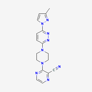 molecular formula C17H17N9 B6446729 3-{4-[6-(3-methyl-1H-pyrazol-1-yl)pyridazin-3-yl]piperazin-1-yl}pyrazine-2-carbonitrile CAS No. 2548999-53-5