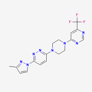 molecular formula C17H17F3N8 B6446734 3-(3-methyl-1H-pyrazol-1-yl)-6-{4-[6-(trifluoromethyl)pyrimidin-4-yl]piperazin-1-yl}pyridazine CAS No. 2548989-99-5