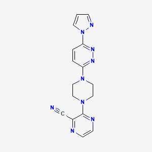 molecular formula C16H15N9 B6446752 3-{4-[6-(1H-pyrazol-1-yl)pyridazin-3-yl]piperazin-1-yl}pyrazine-2-carbonitrile CAS No. 2549005-59-4