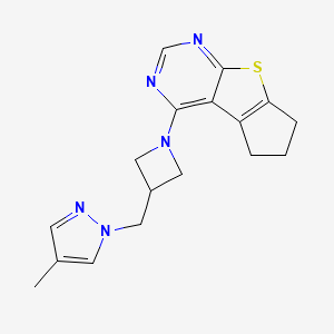 12-{3-[(4-methyl-1H-pyrazol-1-yl)methyl]azetidin-1-yl}-7-thia-9,11-diazatricyclo[6.4.0.0^{2,6}]dodeca-1(12),2(6),8,10-tetraene