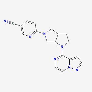molecular formula C18H17N7 B6446772 6-(1-{pyrazolo[1,5-a]pyrazin-4-yl}-octahydropyrrolo[2,3-c]pyrrol-5-yl)pyridine-3-carbonitrile CAS No. 2640863-86-9
