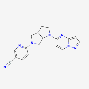 molecular formula C18H17N7 B6446778 6-(1-{pyrazolo[1,5-a]pyrimidin-5-yl}-octahydropyrrolo[2,3-c]pyrrol-5-yl)pyridine-3-carbonitrile CAS No. 2640843-06-5