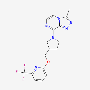 molecular formula C17H17F3N6O B6446823 2-[(1-{3-methyl-[1,2,4]triazolo[4,3-a]pyrazin-8-yl}pyrrolidin-3-yl)methoxy]-6-(trifluoromethyl)pyridine CAS No. 2548988-96-9