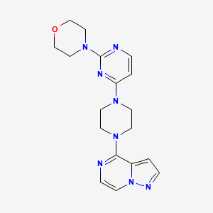molecular formula C18H22N8O B6446865 4-[4-(4-{pyrazolo[1,5-a]pyrazin-4-yl}piperazin-1-yl)pyrimidin-2-yl]morpholine CAS No. 2640968-07-4
