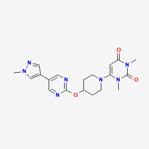 molecular formula C19H23N7O3 B6446921 1,3-dimethyl-6-(4-{[5-(1-methyl-1H-pyrazol-4-yl)pyrimidin-2-yl]oxy}piperidin-1-yl)-1,2,3,4-tetrahydropyrimidine-2,4-dione CAS No. 2549036-50-0