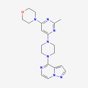molecular formula C19H24N8O B6446958 4-[2-methyl-6-(4-{pyrazolo[1,5-a]pyrazin-4-yl}piperazin-1-yl)pyrimidin-4-yl]morpholine CAS No. 2640968-67-6
