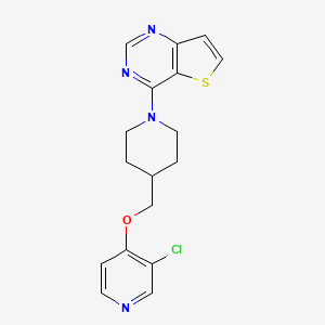 molecular formula C17H17ClN4OS B6446964 3-chloro-4-[(1-{thieno[3,2-d]pyrimidin-4-yl}piperidin-4-yl)methoxy]pyridine CAS No. 2640880-64-2