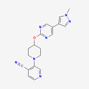 molecular formula C19H19N7O B6446991 3-(4-{[5-(1-methyl-1H-pyrazol-4-yl)pyrimidin-2-yl]oxy}piperidin-1-yl)pyridine-4-carbonitrile CAS No. 2640821-18-5