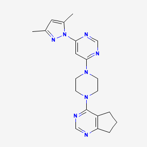 molecular formula C20H24N8 B6446999 4-(4-{5H,6H,7H-cyclopenta[d]pyrimidin-4-yl}piperazin-1-yl)-6-(3,5-dimethyl-1H-pyrazol-1-yl)pyrimidine CAS No. 2548975-65-9