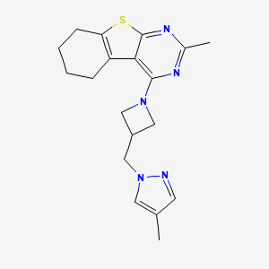 molecular formula C19H23N5S B6447005 5-methyl-3-{3-[(4-methyl-1H-pyrazol-1-yl)methyl]azetidin-1-yl}-8-thia-4,6-diazatricyclo[7.4.0.0^{2,7}]trideca-1(9),2,4,6-tetraene CAS No. 2549047-72-3