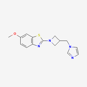 molecular formula C15H16N4OS B6447020 2-{3-[(1H-imidazol-1-yl)methyl]azetidin-1-yl}-6-methoxy-1,3-benzothiazole CAS No. 2549027-88-3