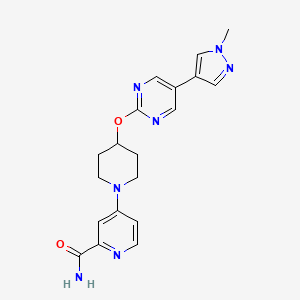 molecular formula C19H21N7O2 B6447045 4-(4-{[5-(1-methyl-1H-pyrazol-4-yl)pyrimidin-2-yl]oxy}piperidin-1-yl)pyridine-2-carboxamide CAS No. 2549018-61-1