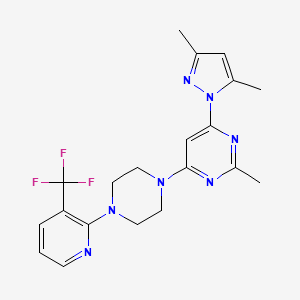 molecular formula C20H22F3N7 B6447051 4-(3,5-dimethyl-1H-pyrazol-1-yl)-2-methyl-6-{4-[3-(trifluoromethyl)pyridin-2-yl]piperazin-1-yl}pyrimidine CAS No. 2548998-34-9