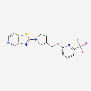 molecular formula C17H15F3N4OS B6447081 2-[(1-{[1,3]thiazolo[4,5-c]pyridin-2-yl}pyrrolidin-3-yl)methoxy]-6-(trifluoromethyl)pyridine CAS No. 2548983-22-6