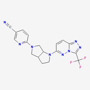 molecular formula C18H15F3N8 B6447099 6-{1-[3-(trifluoromethyl)-[1,2,4]triazolo[4,3-b]pyridazin-6-yl]-octahydropyrrolo[2,3-c]pyrrol-5-yl}pyridine-3-carbonitrile CAS No. 2640842-96-0