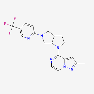 molecular formula C19H19F3N6 B6447124 2-(1-{2-methylpyrazolo[1,5-a]pyrazin-4-yl}-octahydropyrrolo[2,3-c]pyrrol-5-yl)-5-(trifluoromethyl)pyridine CAS No. 2640815-48-9
