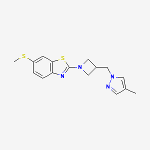molecular formula C16H18N4S2 B6447238 2-{3-[(4-methyl-1H-pyrazol-1-yl)methyl]azetidin-1-yl}-6-(methylsulfanyl)-1,3-benzothiazole CAS No. 2549014-69-7
