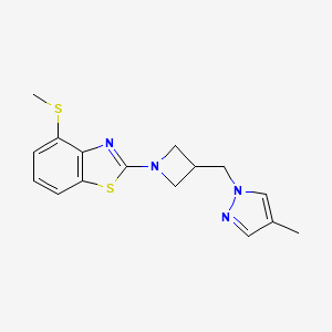 molecular formula C16H18N4S2 B6447252 2-{3-[(4-methyl-1H-pyrazol-1-yl)methyl]azetidin-1-yl}-4-(methylsulfanyl)-1,3-benzothiazole CAS No. 2548984-03-6