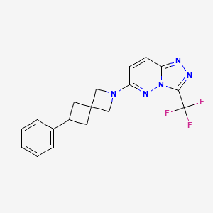 molecular formula C18H16F3N5 B6447348 6-phenyl-2-[3-(trifluoromethyl)-[1,2,4]triazolo[4,3-b]pyridazin-6-yl]-2-azaspiro[3.3]heptane CAS No. 2640829-42-9