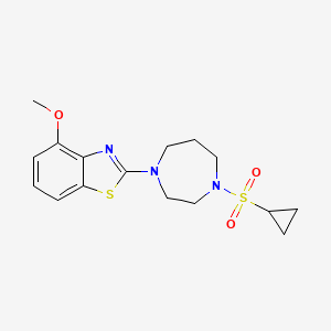 molecular formula C16H21N3O3S2 B6447350 2-[4-(cyclopropanesulfonyl)-1,4-diazepan-1-yl]-4-methoxy-1,3-benzothiazole CAS No. 2640815-52-5
