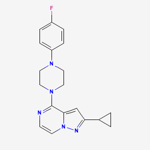 molecular formula C19H20FN5 B6447384 1-{2-cyclopropylpyrazolo[1,5-a]pyrazin-4-yl}-4-(4-fluorophenyl)piperazine CAS No. 2640973-50-6