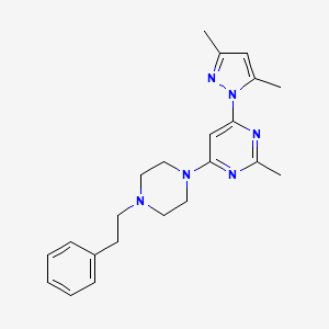 molecular formula C22H28N6 B6447401 4-(3,5-dimethyl-1H-pyrazol-1-yl)-2-methyl-6-[4-(2-phenylethyl)piperazin-1-yl]pyrimidine CAS No. 2640822-97-3