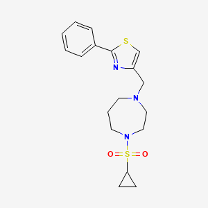 molecular formula C18H23N3O2S2 B6447404 1-(cyclopropanesulfonyl)-4-[(2-phenyl-1,3-thiazol-4-yl)methyl]-1,4-diazepane CAS No. 2548996-35-4