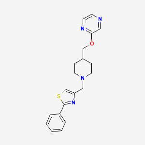 2-({1-[(2-phenyl-1,3-thiazol-4-yl)methyl]piperidin-4-yl}methoxy)pyrazine