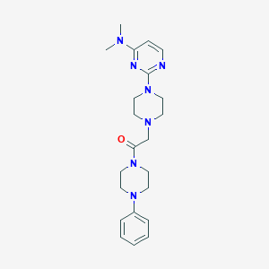 molecular formula C22H31N7O B6447440 2-{4-[4-(dimethylamino)pyrimidin-2-yl]piperazin-1-yl}-1-(4-phenylpiperazin-1-yl)ethan-1-one CAS No. 2549025-00-3