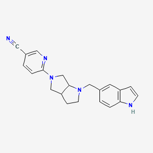 molecular formula C21H21N5 B6447448 6-{1-[(1H-indol-5-yl)methyl]-octahydropyrrolo[2,3-c]pyrrol-5-yl}pyridine-3-carbonitrile CAS No. 2549053-05-4