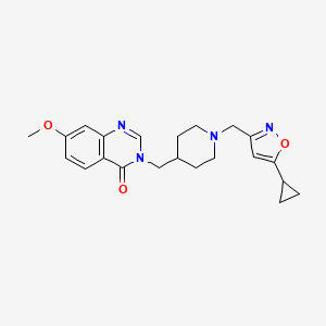 3-({1-[(5-cyclopropyl-1,2-oxazol-3-yl)methyl]piperidin-4-yl}methyl)-7-methoxy-3,4-dihydroquinazolin-4-one
