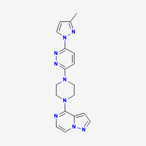 molecular formula C18H19N9 B6447476 3-(3-methyl-1H-pyrazol-1-yl)-6-(4-{pyrazolo[1,5-a]pyrazin-4-yl}piperazin-1-yl)pyridazine CAS No. 2640882-26-2