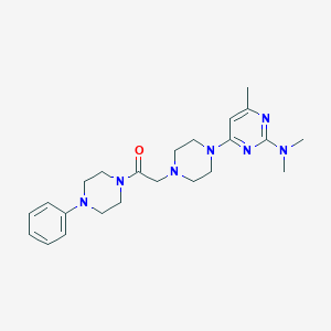 molecular formula C23H33N7O B6447501 2-{4-[2-(dimethylamino)-6-methylpyrimidin-4-yl]piperazin-1-yl}-1-(4-phenylpiperazin-1-yl)ethan-1-one CAS No. 2549065-04-3