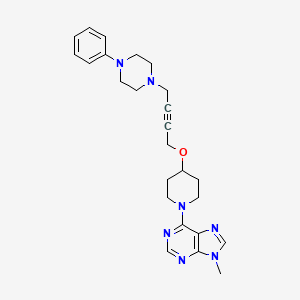 molecular formula C25H31N7O B6447526 9-methyl-6-(4-{[4-(4-phenylpiperazin-1-yl)but-2-yn-1-yl]oxy}piperidin-1-yl)-9H-purine CAS No. 2549036-11-3