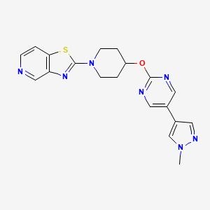 molecular formula C19H19N7OS B6447534 5-(1-methyl-1H-pyrazol-4-yl)-2-[(1-{[1,3]thiazolo[4,5-c]pyridin-2-yl}piperidin-4-yl)oxy]pyrimidine CAS No. 2548994-59-6