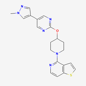 molecular formula C20H20N6OS B6447545 5-(1-methyl-1H-pyrazol-4-yl)-2-[(1-{thieno[3,2-c]pyridin-4-yl}piperidin-4-yl)oxy]pyrimidine CAS No. 2549017-59-4