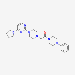 molecular formula C24H33N7O B6447547 1-(4-phenylpiperazin-1-yl)-2-{4-[4-(pyrrolidin-1-yl)pyrimidin-2-yl]piperazin-1-yl}ethan-1-one CAS No. 2549009-92-7
