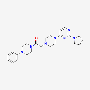 molecular formula C24H33N7O B6447551 1-(4-phenylpiperazin-1-yl)-2-{4-[2-(pyrrolidin-1-yl)pyrimidin-4-yl]piperazin-1-yl}ethan-1-one CAS No. 2549055-07-2