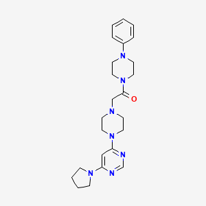 molecular formula C24H33N7O B6447559 1-(4-phenylpiperazin-1-yl)-2-{4-[6-(pyrrolidin-1-yl)pyrimidin-4-yl]piperazin-1-yl}ethan-1-one CAS No. 2548998-17-8