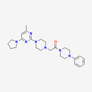 molecular formula C25H35N7O B6447570 2-{4-[4-methyl-6-(pyrrolidin-1-yl)pyrimidin-2-yl]piperazin-1-yl}-1-(4-phenylpiperazin-1-yl)ethan-1-one CAS No. 2549011-52-9