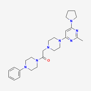 molecular formula C25H35N7O B6447581 2-{4-[2-methyl-6-(pyrrolidin-1-yl)pyrimidin-4-yl]piperazin-1-yl}-1-(4-phenylpiperazin-1-yl)ethan-1-one CAS No. 2549006-49-5