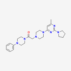 molecular formula C25H35N7O B6447596 2-{4-[6-methyl-2-(pyrrolidin-1-yl)pyrimidin-4-yl]piperazin-1-yl}-1-(4-phenylpiperazin-1-yl)ethan-1-one CAS No. 2549034-59-3