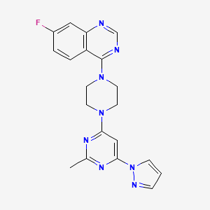 molecular formula C20H19FN8 B6447621 7-fluoro-4-{4-[2-methyl-6-(1H-pyrazol-1-yl)pyrimidin-4-yl]piperazin-1-yl}quinazoline CAS No. 2549054-23-9