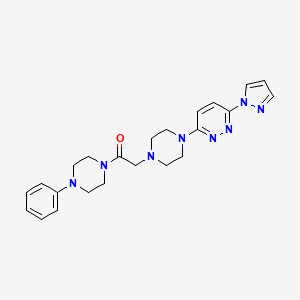 molecular formula C23H28N8O B6447625 1-(4-phenylpiperazin-1-yl)-2-{4-[6-(1H-pyrazol-1-yl)pyridazin-3-yl]piperazin-1-yl}ethan-1-one CAS No. 2548989-50-8