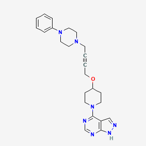 molecular formula C24H29N7O B6447632 1-phenyl-4-{4-[(1-{1H-pyrazolo[3,4-d]pyrimidin-4-yl}piperidin-4-yl)oxy]but-2-yn-1-yl}piperazine CAS No. 2549030-75-1