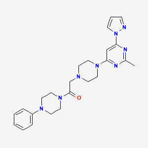 molecular formula C24H30N8O B6447637 2-{4-[2-methyl-6-(1H-pyrazol-1-yl)pyrimidin-4-yl]piperazin-1-yl}-1-(4-phenylpiperazin-1-yl)ethan-1-one CAS No. 2549019-96-5