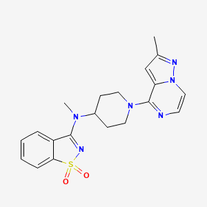 molecular formula C20H22N6O2S B6447716 3-[methyl(1-{2-methylpyrazolo[1,5-a]pyrazin-4-yl}piperidin-4-yl)amino]-1??,2-benzothiazole-1,1-dione CAS No. 2549027-41-8