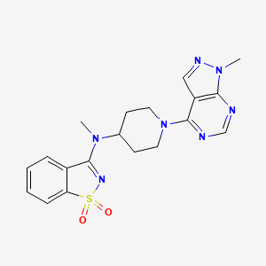 molecular formula C19H21N7O2S B6447730 3-[methyl(1-{1-methyl-1H-pyrazolo[3,4-d]pyrimidin-4-yl}piperidin-4-yl)amino]-1??,2-benzothiazole-1,1-dione CAS No. 2549065-30-5