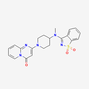 molecular formula C21H21N5O3S B6447738 3-[methyl(1-{4-oxo-4H-pyrido[1,2-a]pyrimidin-2-yl}piperidin-4-yl)amino]-1??,2-benzothiazole-1,1-dione CAS No. 2549065-96-3